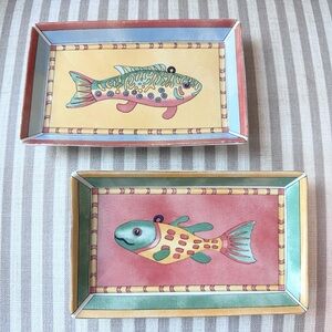 Vintage SPLASH by Siddhia Hutchinson Fish Trinket Dishes – Set of 2 (1996)